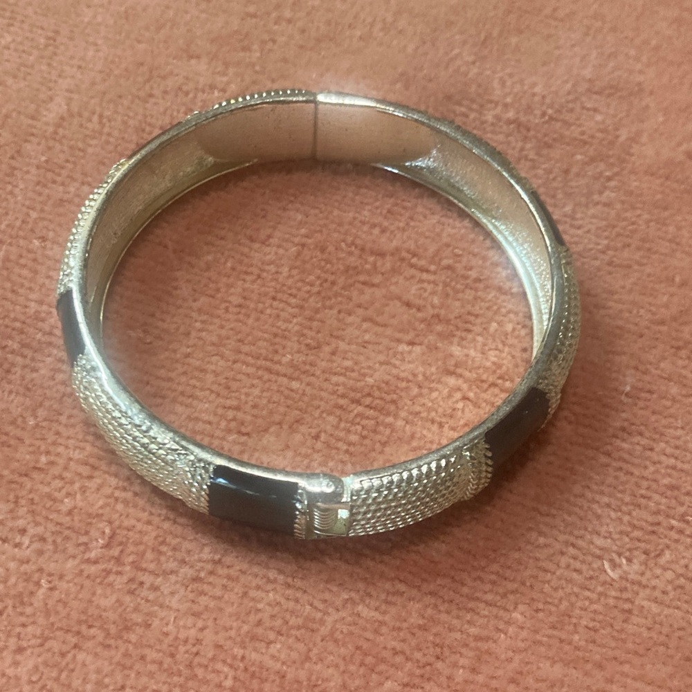 Silver and Black Bangle Bracelet